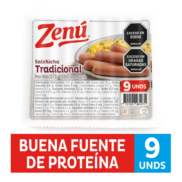 SALCHICHA ZENU 225G TRADICIONAL