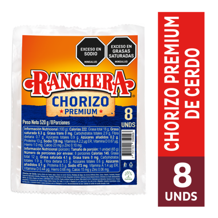 CHORIZO RANCHERA 8U 520G PREMIUM