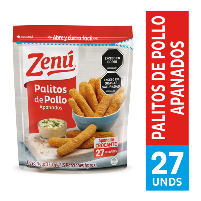 PALITOS POLLO APANADO ZENU 27U 330G