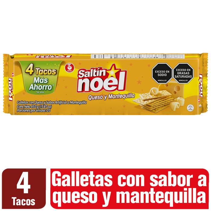 GALLETA SALTIN NOEL 4 TACOS QUESO MANTEQUILLA 450G