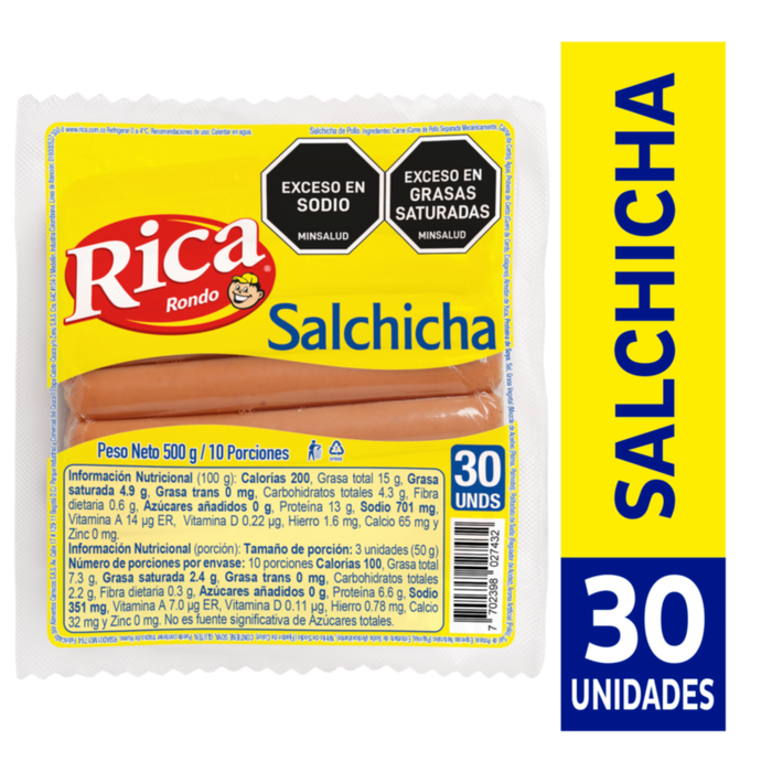 SALCHICHA RICA 30U 500G