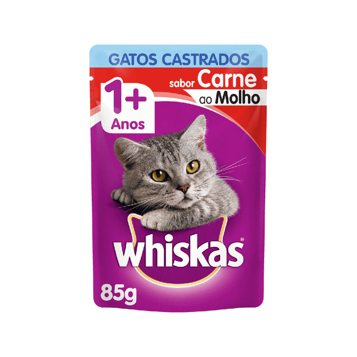 ALIMENTO WHISKAS 85G CASTRADOS CARNE