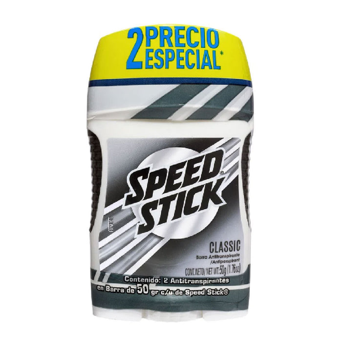 DESODORANTE HOMBRE ANTITRANSPIRANTE SPEED STICK BARRA CLASSIC 50G X2