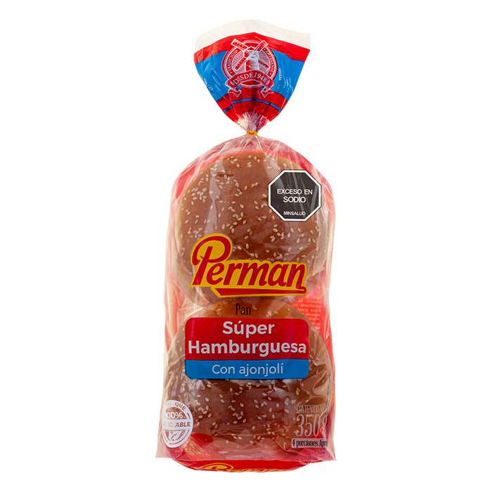 PAN HAMBURGUESA PERMAN 4U 350G AJONJOLI