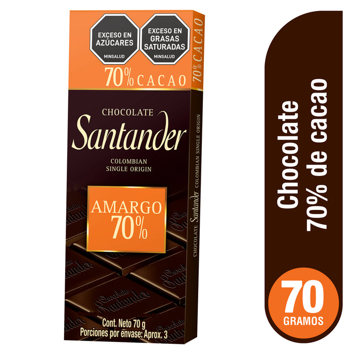 CHOCOLATINA SANTANDER 70G 70 CACAO