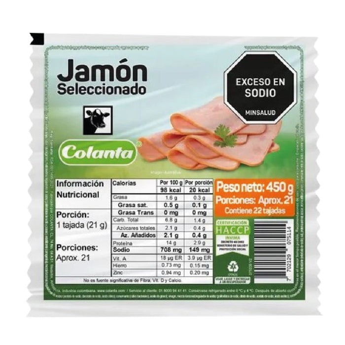 JAMON COLANTA 22U 450G TAJADO