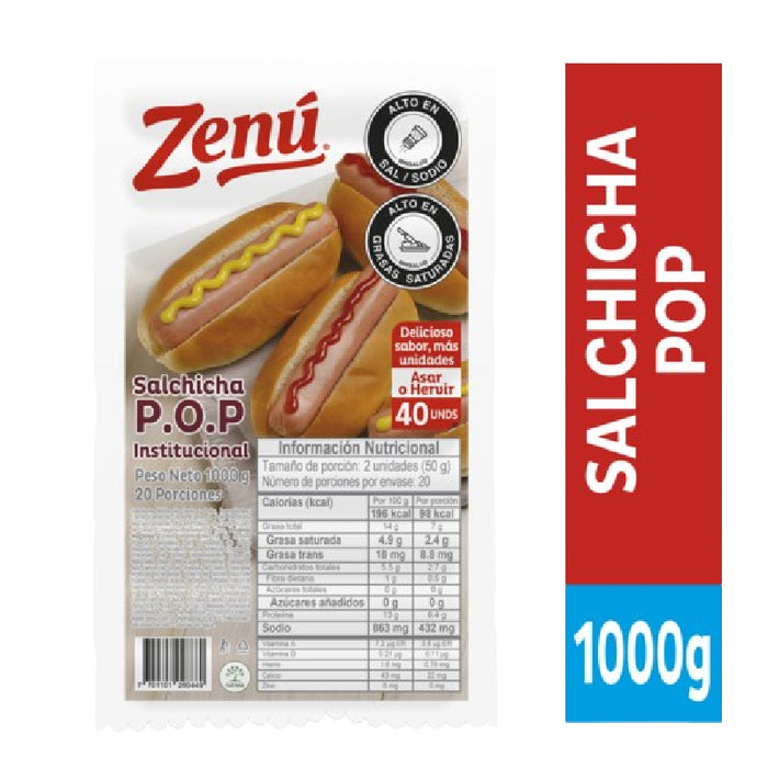 SALCHICHA ZENU 1000G POP