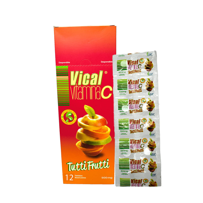 VITAMINA C VICAL 500MG 12TAB TUTTI FRUTI