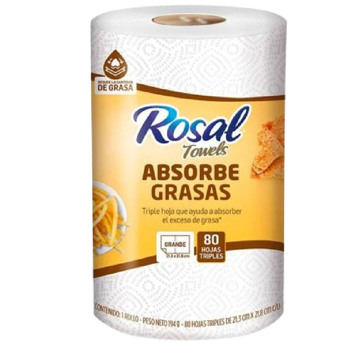 TOALLA COCINA ROSAL 80U ABS GRASAS