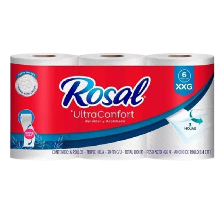 PAPEL HIGIENICO ROSAL 6U ULTRA CONFORT 3 HOJAS XXG