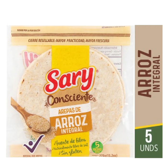 AREPA SARY 5U 375G ARROZ INTEGRAL