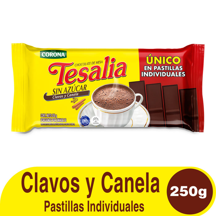CHOCOLATE TESALIA 250G CLASICO PASTILLA CLAVOS Y CANELA