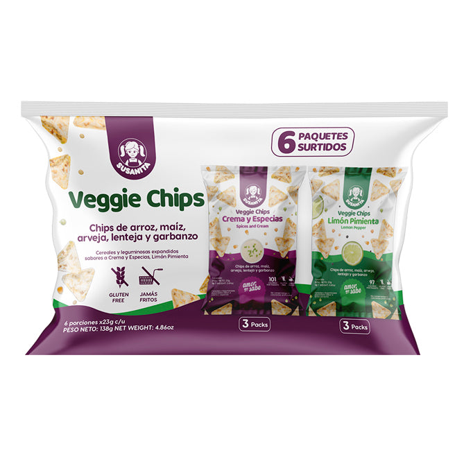 SIX PACK VEGGIE CHIPS SURTIDOS 138GR SUSANITA