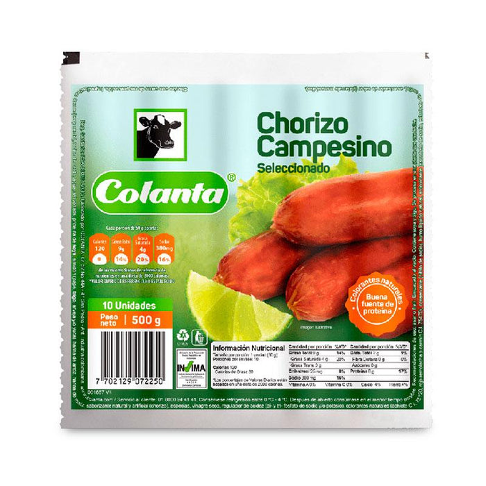 CHORIZO CAMPESINO COLANTA 500G 10U