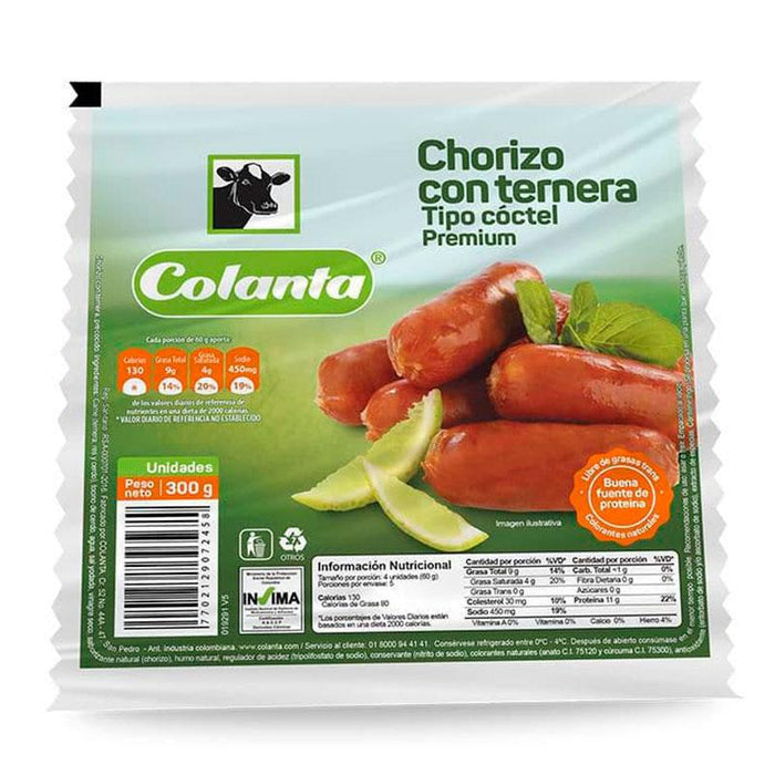 CHORIZO TERNERA COCTEL COLANTA 300G 18U